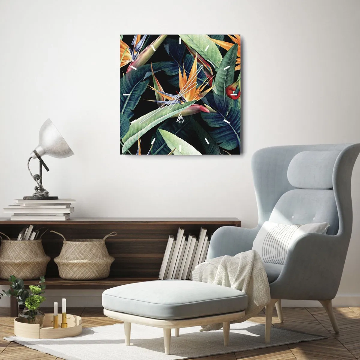 Nástěnné hodiny - Plamenné květy tropů - 40x40 cm