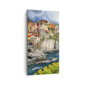 Obraz na plátně - Hromádka přitulená ke skalám - 65x120 cm