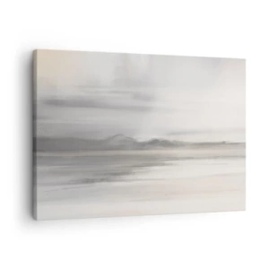 Obraz na plátně - Jemná krajina v odstínech šedé a béžové - 70x50cm - Zamyšlená dálka - Moderní nástěnná dekorace do obývacího pokoje a ložnice ARTTOR