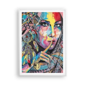 Plakát v bílém rámu - Mlč, než pochopíš - 70x100 cm