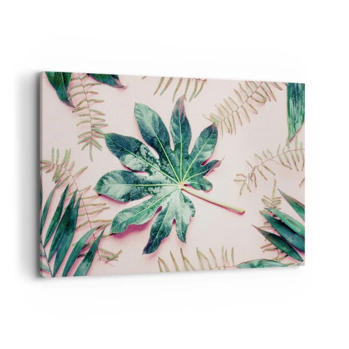 Obraz na plátně - Studie zelené na růžovém pozadí - 120x80 cm