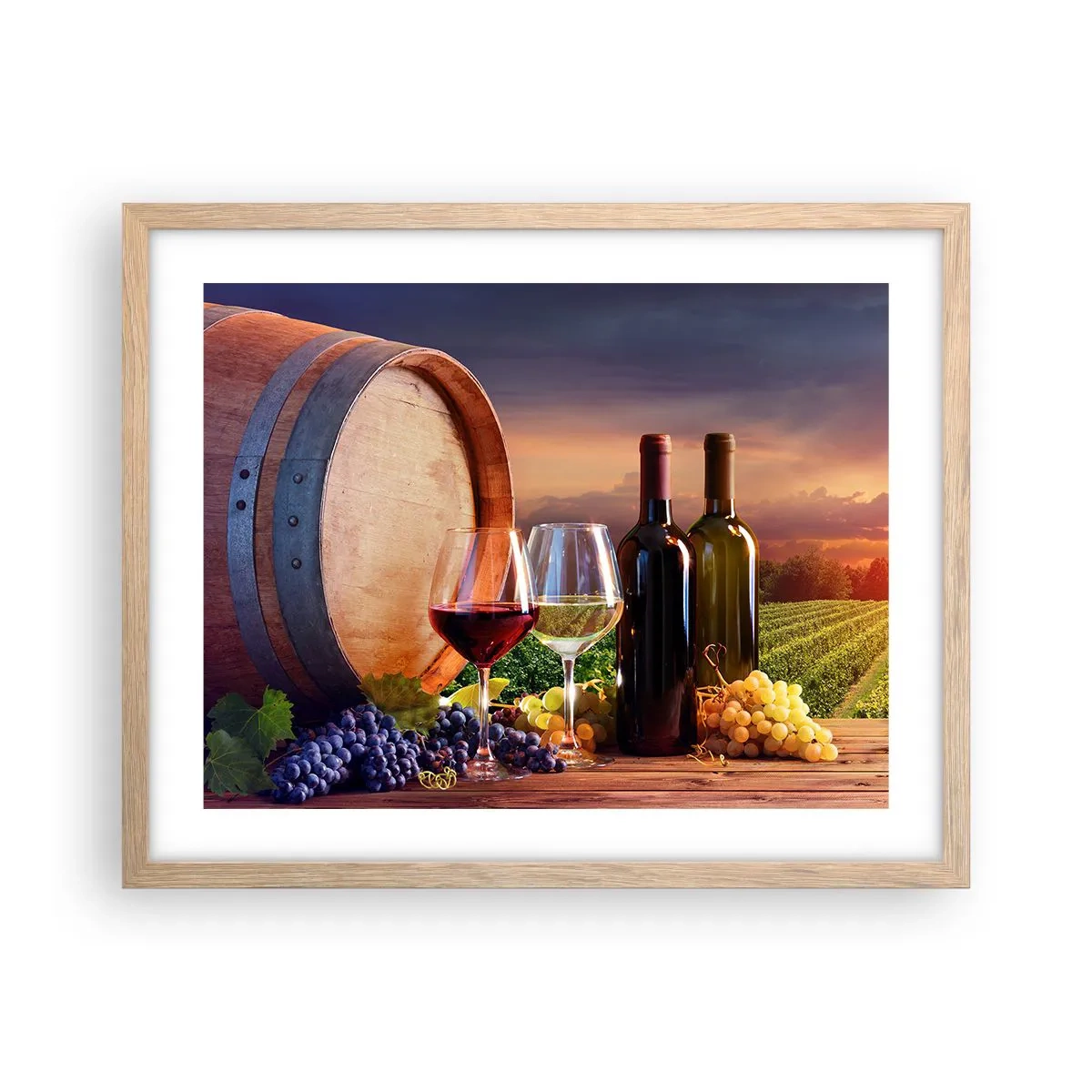 Plakát v rámu světlý dub - Tady má život chuť - 50x40 cm