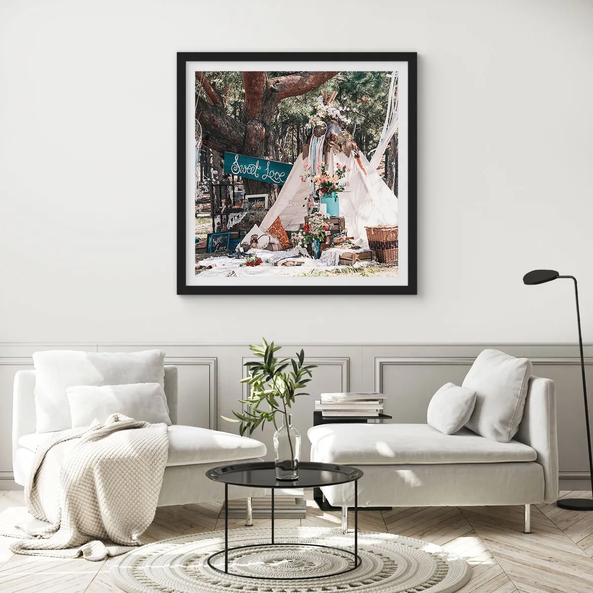 Plakát v černém rámu - Make love… - 40x40 cm