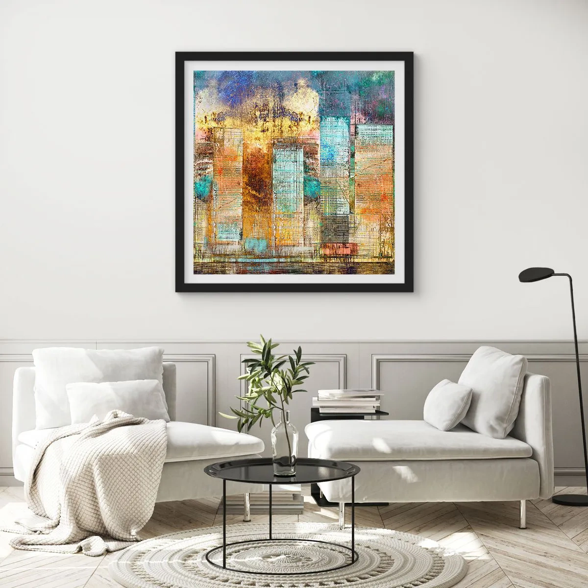 Plakát v černém rámu - Prosluněná metropole - 30x30 cm