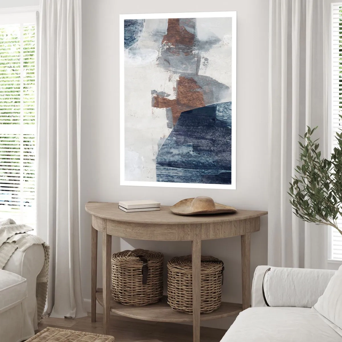 Plakát - Modro-hnědé tvary - 70x100 cm