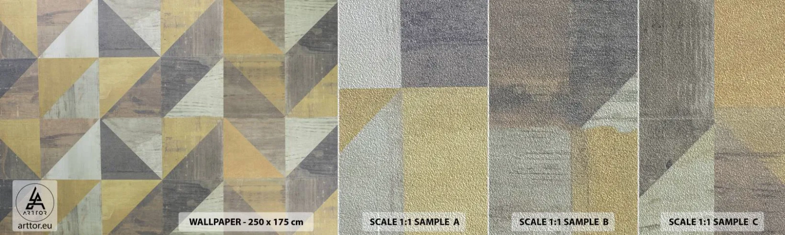 Vzor Fototapety Premium Sand - V úhlu trojúhelníku - Abstrakce, Kus, Trojúhelníky - 100x30 cm