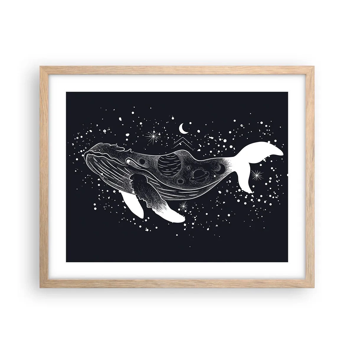 Plakát v rámu světlý dub - V oceánu vesmíru - 50x40 cm