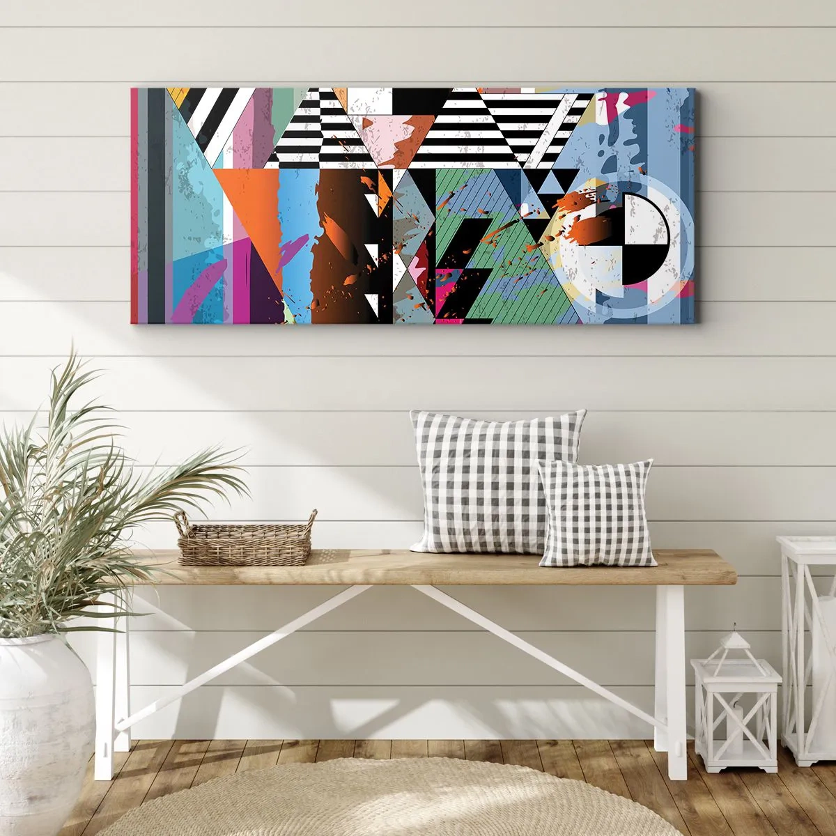 Obraz na plátně - Geometricky a organicky - 100x40 cm