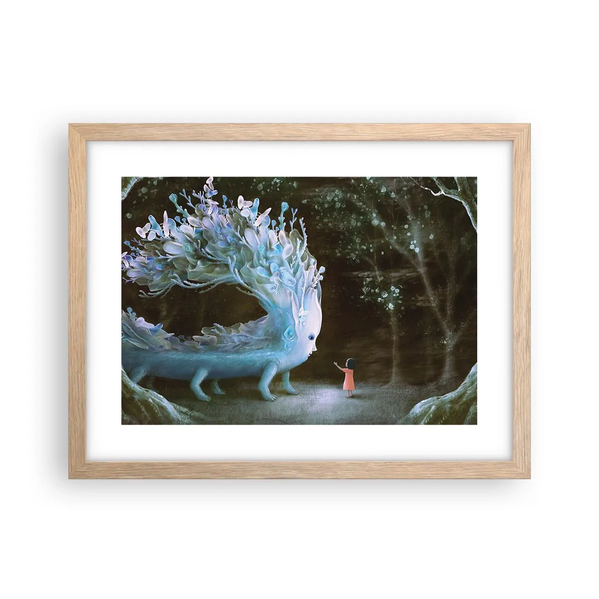 Plakát v rámu světlý dub - Fantastické setkání - 40x30 cm