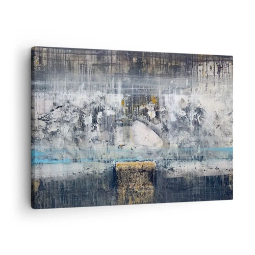 Obraz na plátně - Abstraktní kompozice v chladných tónech - 70x50cm - Jako na ledě, tak i na hroudě - Moderní nástěnná dekorace do obývacího pokoje a ložnice ARTTOR