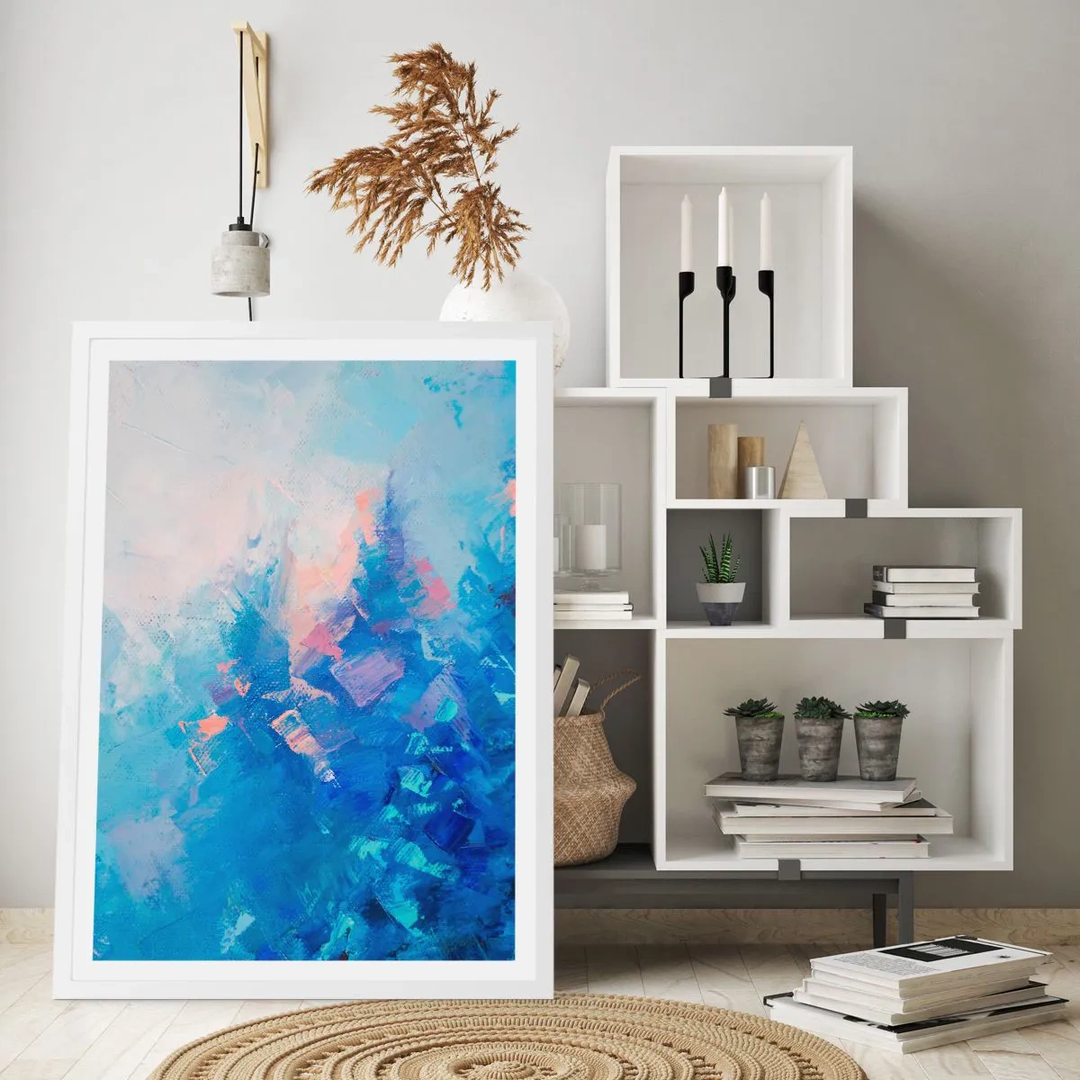 Plakát v bílém rámu - Zimní abstrakce - 61x91 cm