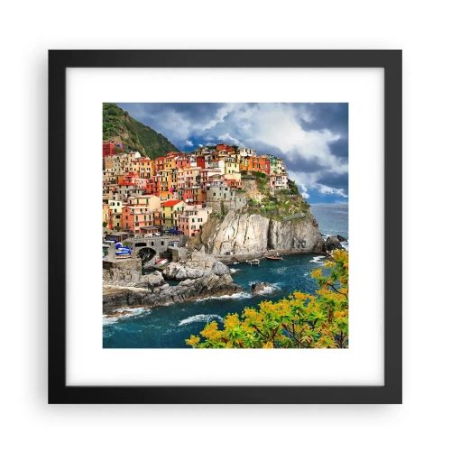 Plakát v černém rámu - Hromádka přitulená ke skalám - 30x30 cm