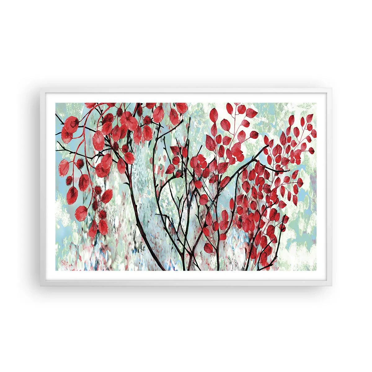 Plakát v bílém rámu - Strom v šarlatové - 91x61 cm