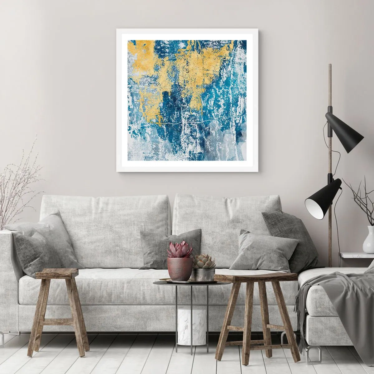 Plakát v bílém rámu - Abstrakce s dobrou náladou - 40x40 cm