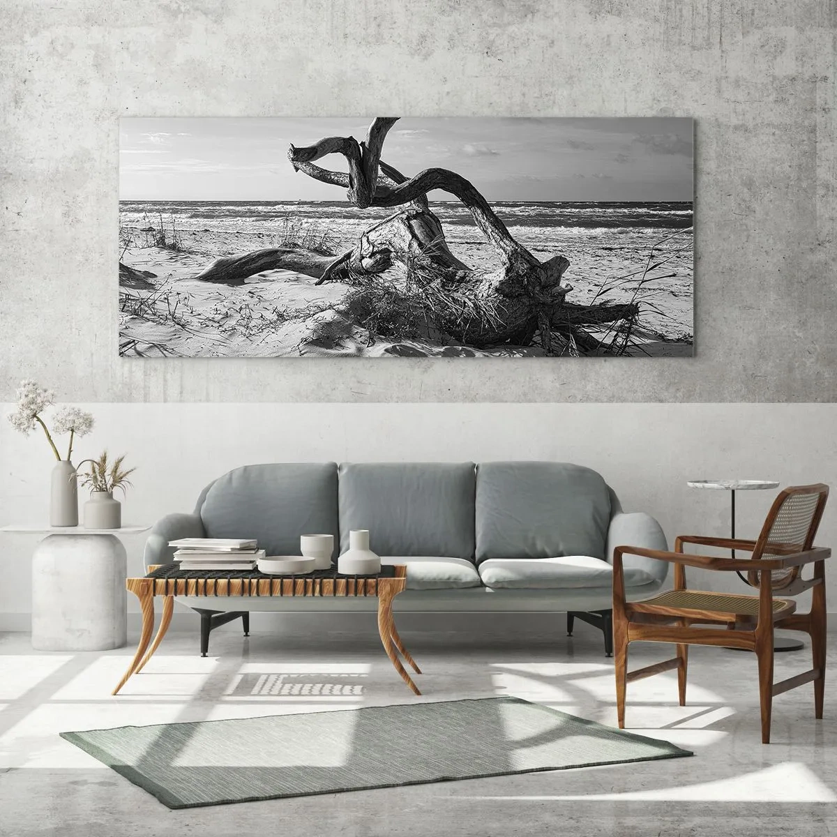 Obraz na skle - Mořská socha - 100x40 cm