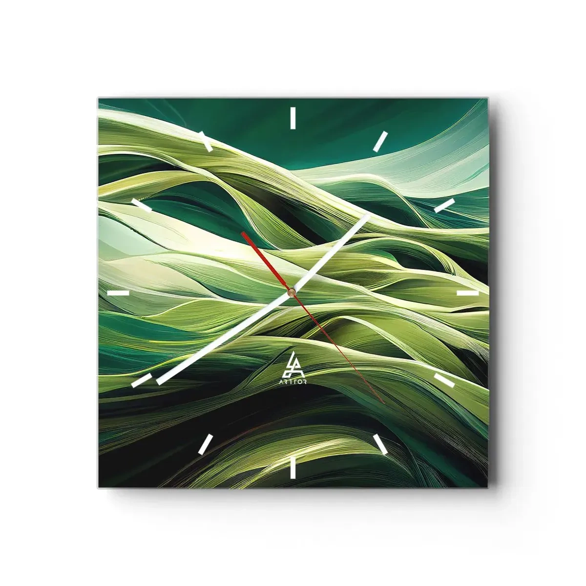 Nástěnné hodiny - Abstraktní hra na zelenou - 40x40 cm