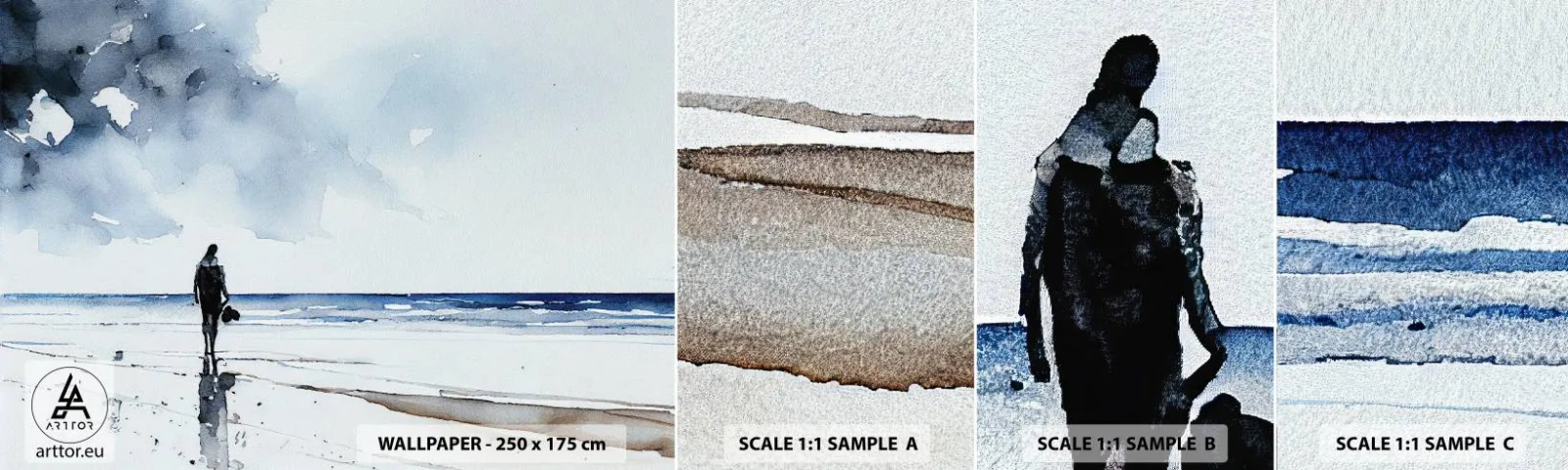 Fototapeta Vzorek Standard Eco - Rozhovor s mořem - Osamělý, Muž, Pobřeží - 100x30 cm