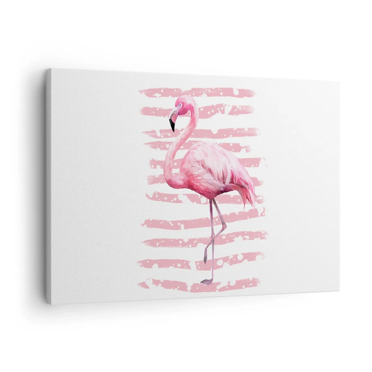 Obraz na plátně - Plameňák na růžovém pozadí v minimalistickém stylu - 70x50cm - Důstojně, i když v růžové - Moderní nástěnná dekorace do obývacího pokoje a ložnice ARTTOR