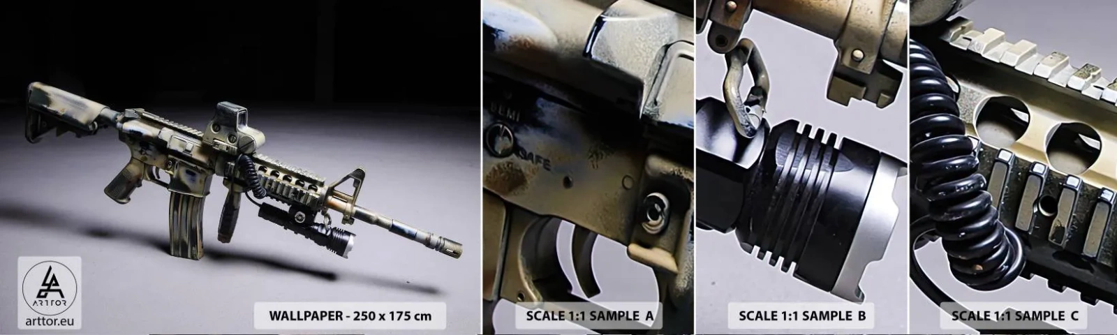 Fototapeta Vzorek Standard Eco - Vždy nebezpečný - Válečný, Puška, Zbraň - 100x30 cm