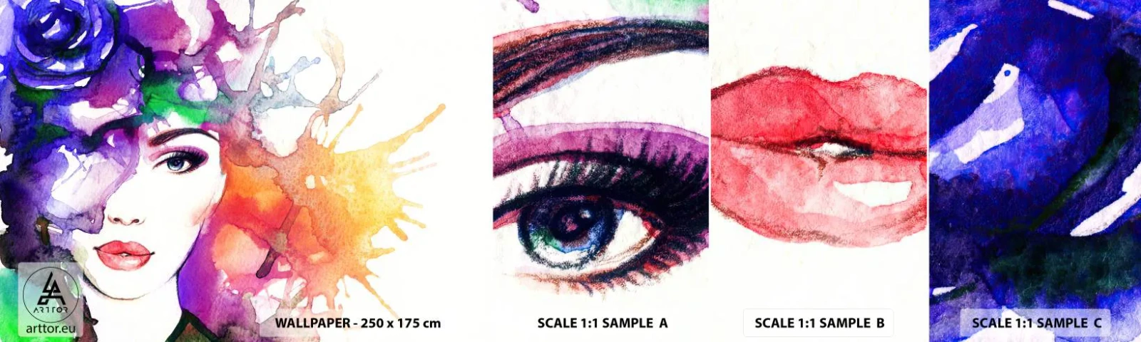 Vzor Fototapety Samolepicí Deluxe Sticker - S hlavou v oblacích - Žena, ženská tvář, Abstrakce - 100x30 cm