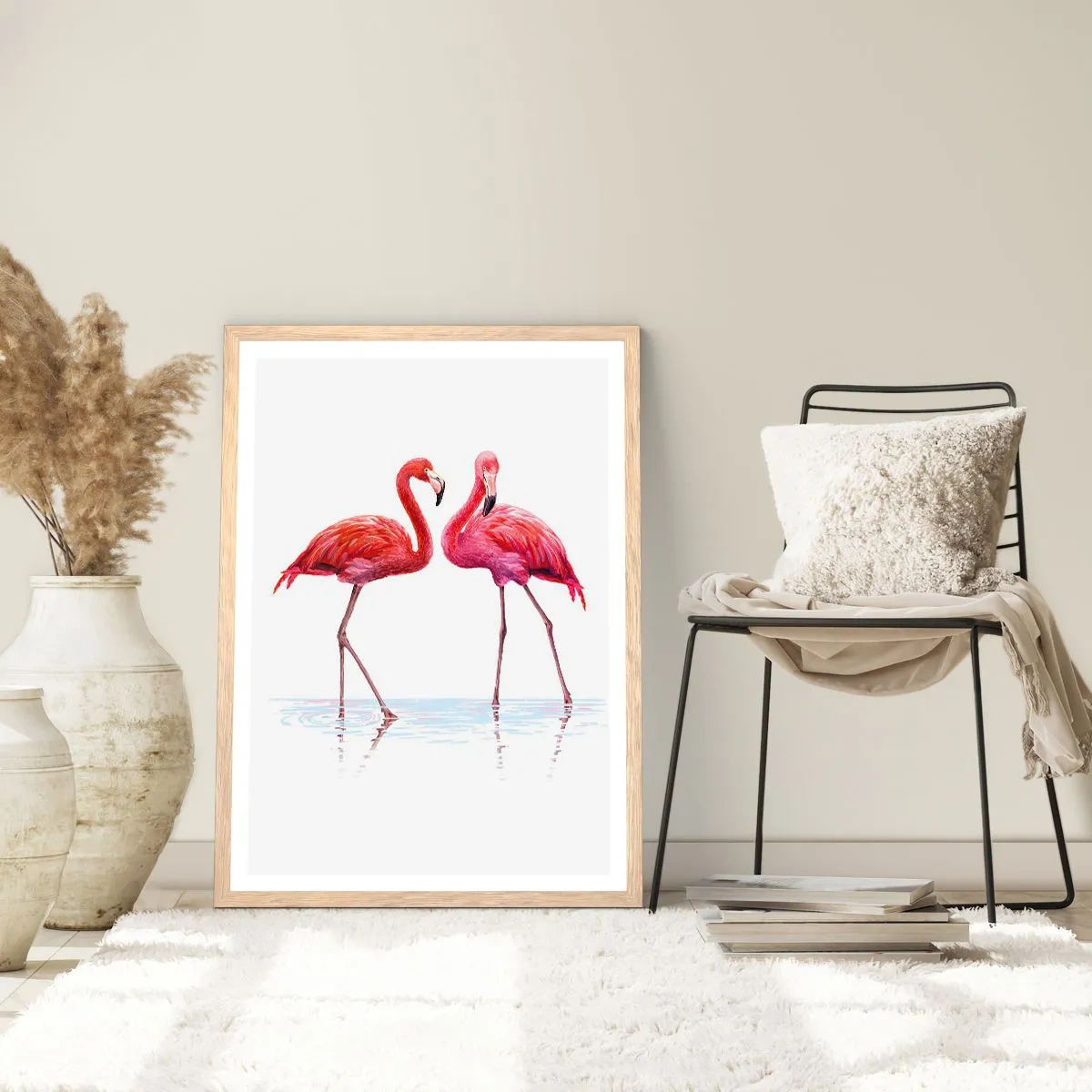 Plakát v rámu světlý dub - Růžové rendez-vous - 70x100 cm
