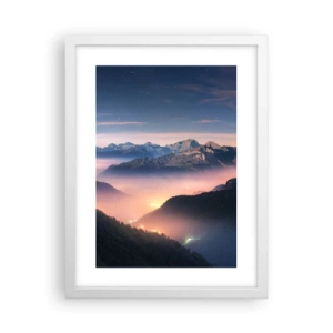 Plakát v bílém rámu - Světlo v údolích - 30x40 cm