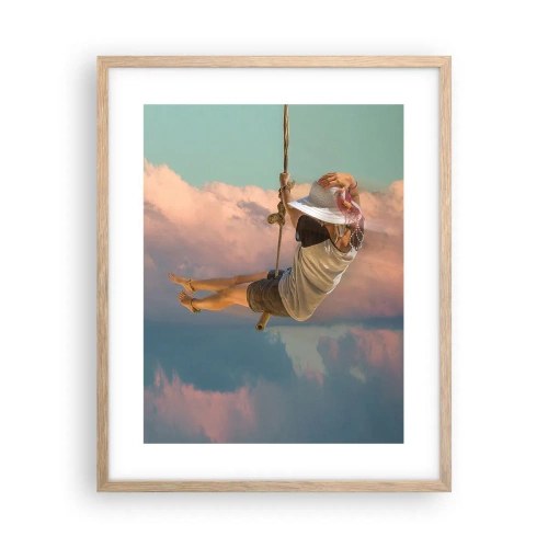 Plakát v rámu světlý dub - Hra v oblacích - 40x50 cm