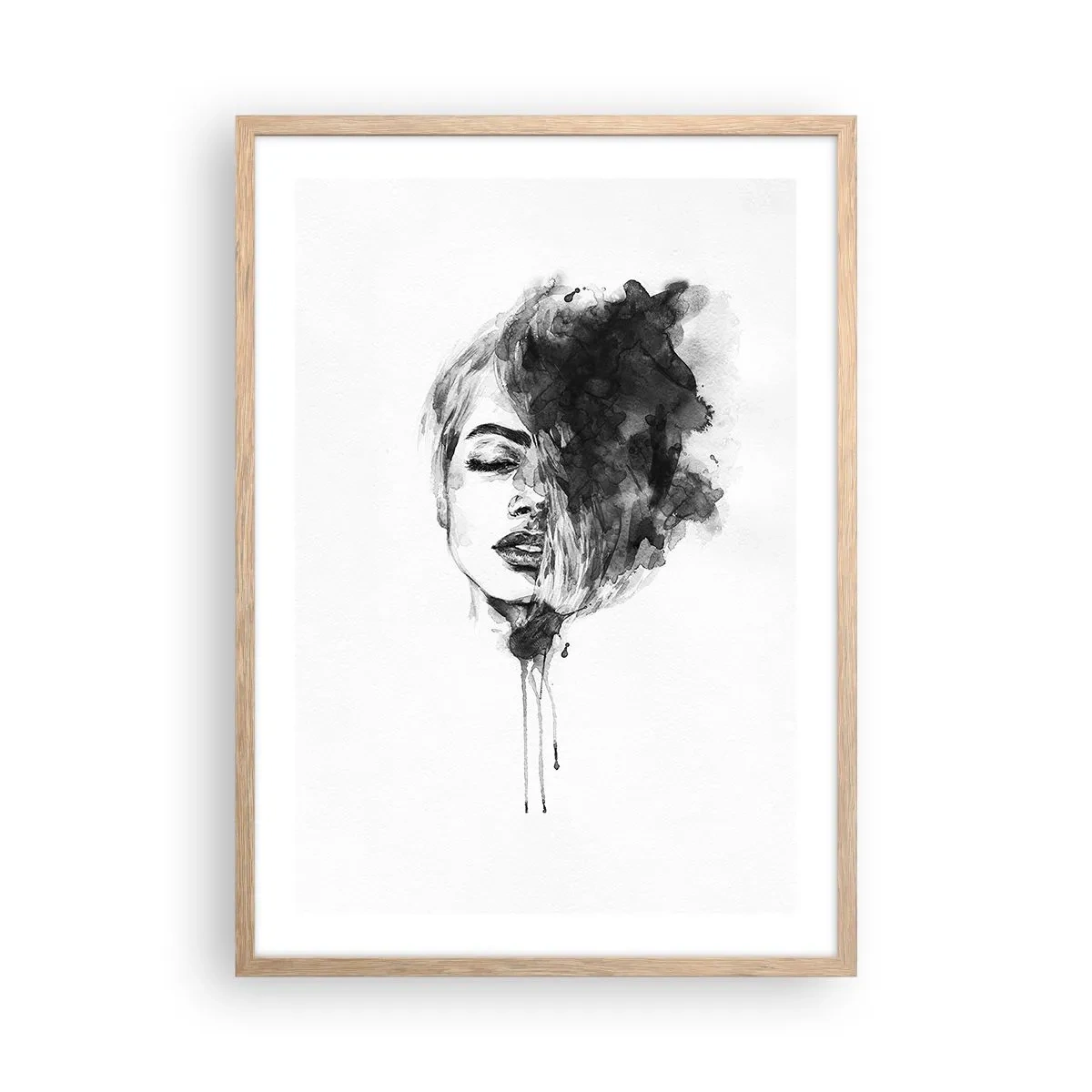 Plakát v rámu světlý dub - O čem sní dívka - 50x70 cm