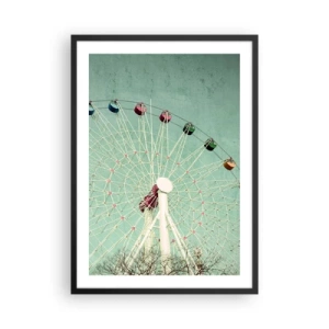 Plakát v černém rámu - Retro ruské kolo proti světle modré obloze - 50x70cm - Zveme vás k zábavě - Moderní nástěnná dekorace do obývacího pokoje a ložnice ARTTOR