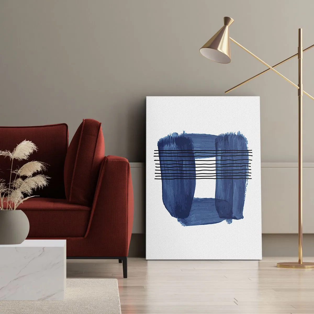 Obraz na plátně - Modročerná kompozice - 55x100 cm