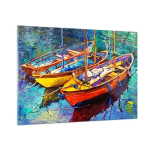 Obraz na skle - Na vodě husté od barev - 100x70 cm
