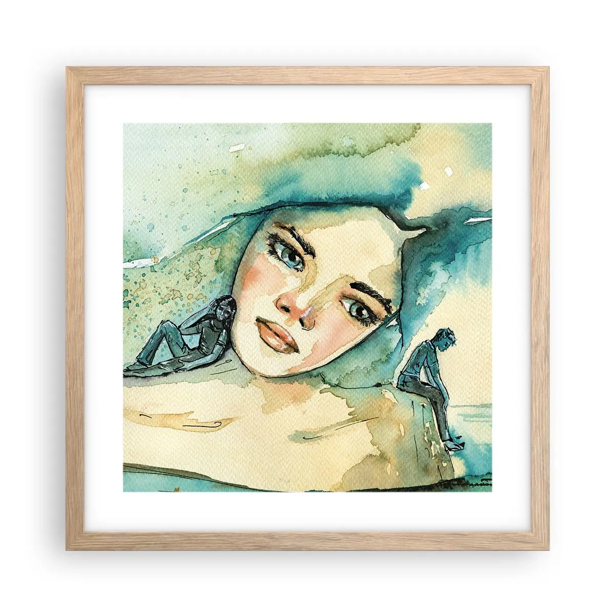 Plakát v rámu světlý dub - Am I blue? - 40x40 cm