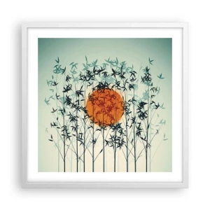 Plakát v bílém rámu - Japonské slunce - 50x50 cm