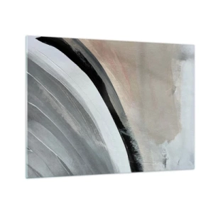 Obraz na skle - Abstraktní oblouk v odstínech šedé a černé - 70x50cm - Kompozice: černý a šedý oblouk - Moderní nástěnná dekorace do obývacího pokoje a ložnice ARTTOR