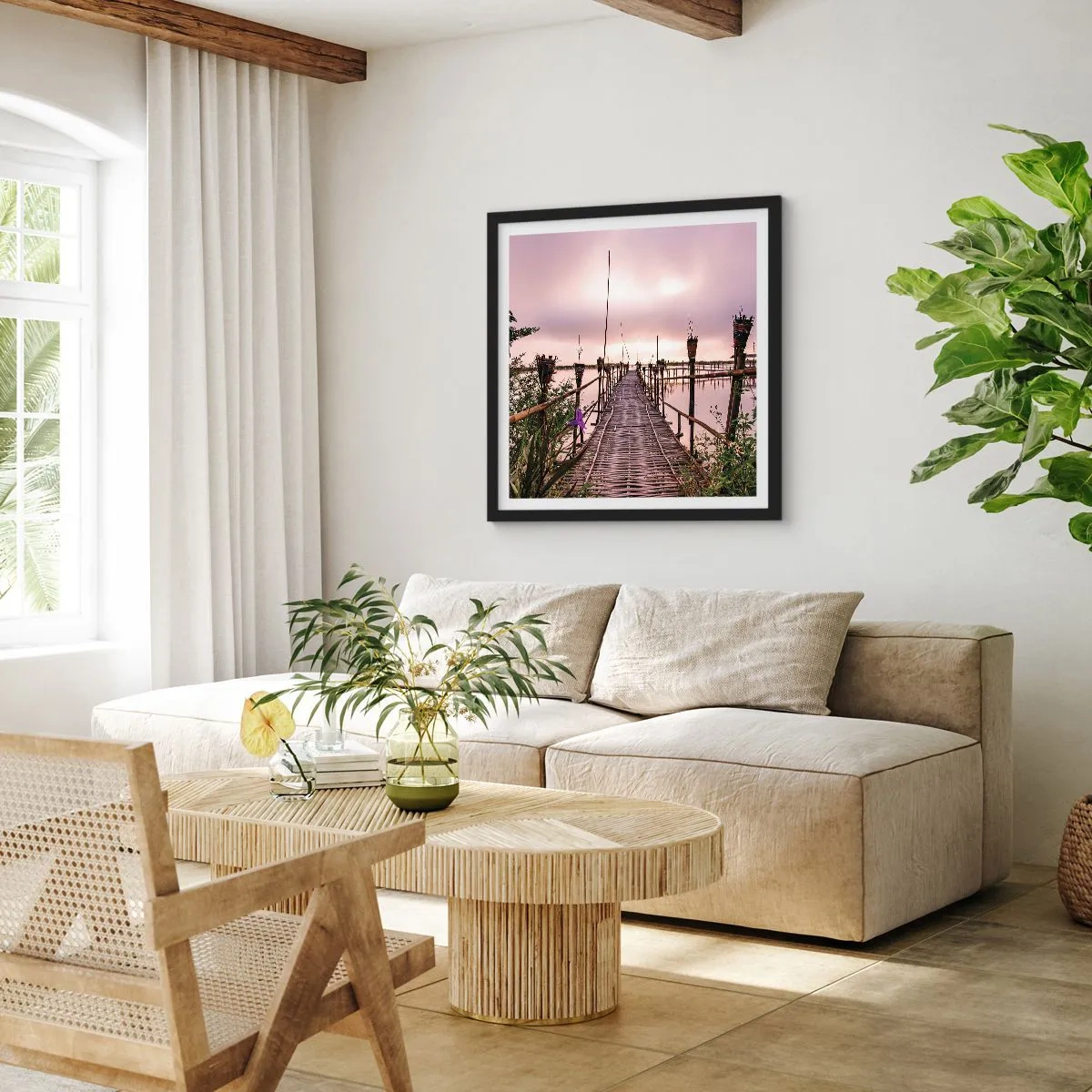 Plakát v černém rámu - Klid a pohoda Asie - 60x60 cm