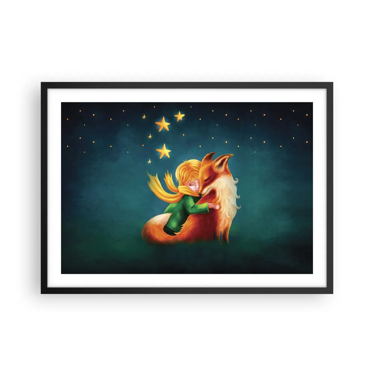 Plakát v černém rámu - Malý princ - 70x50 cm