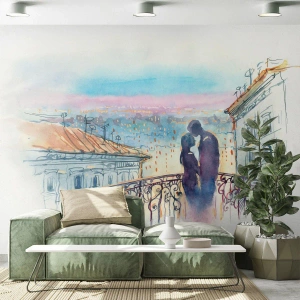 Fototapeta Samolepicí Deluxe Sticker - Pařížští milenci - Architektura, Město, Pár milenců - 250x175 cm