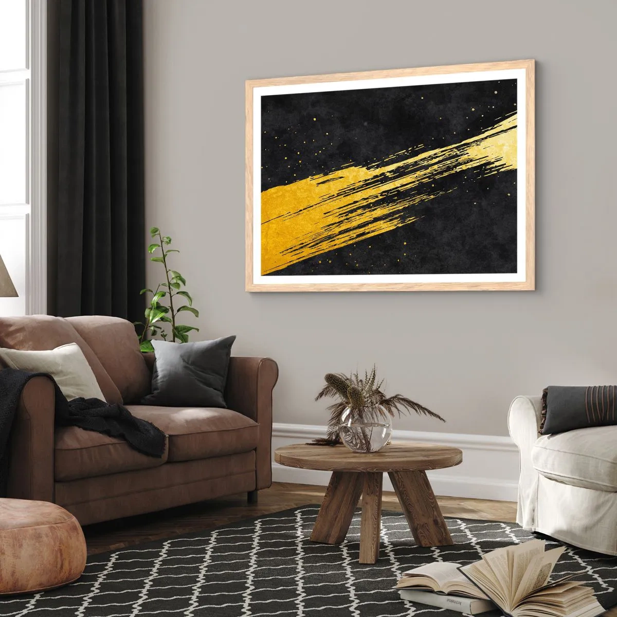 Plakát v rámu světlý dub - Skok do hyperprostoru - 100x70 cm