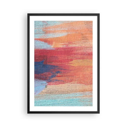 Plakát v černém rámu - Abstraktní tahy barvy v teplých a studených tónech - 50x70cm - Stékat duhou - Moderní nástěnná dekorace do obývacího pokoje a ložnice ARTTOR