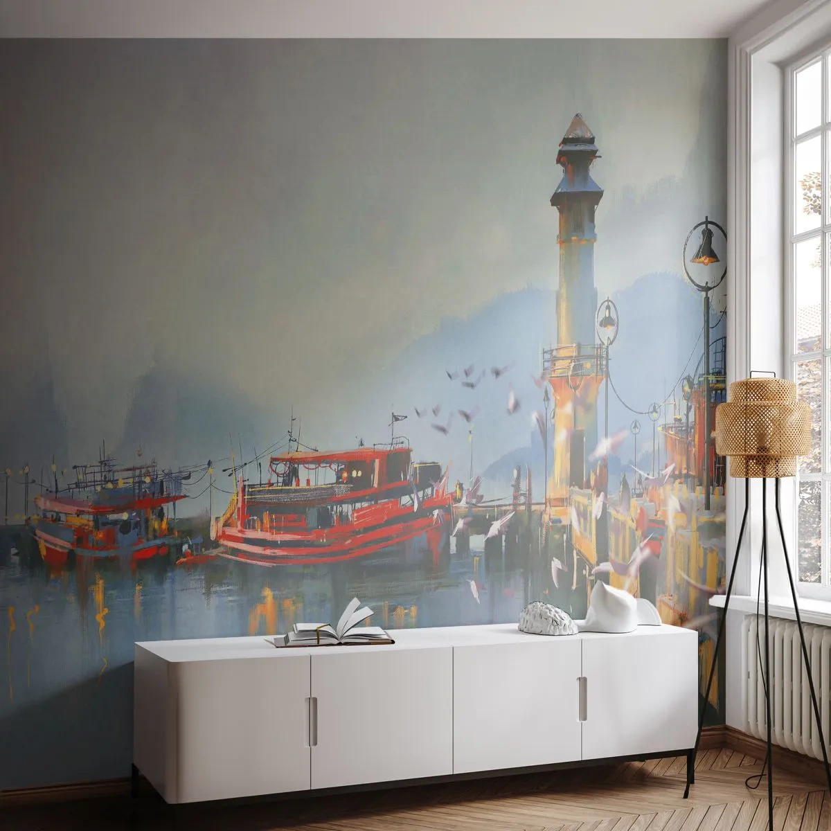 Fototapeta Samolepicí Deluxe Sticker - Na konci světa - Krajina, Přístav, Maják - 250x175 cm