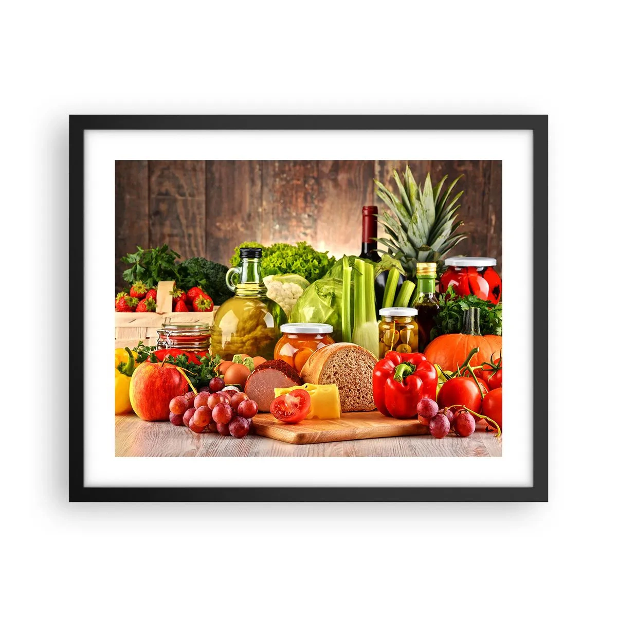 Plakát v černém rámu - Uzené, pečené, marinované - 50x40 cm