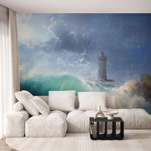 Fototapeta Premium Sand - Na stráži proti živlům - Krajina, Maják, Bouřka - 100x70 cm