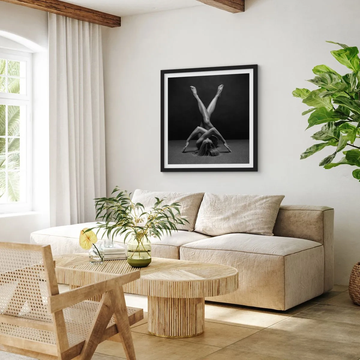Plakát v černém rámu - Geometrie nahoty - 60x60 cm