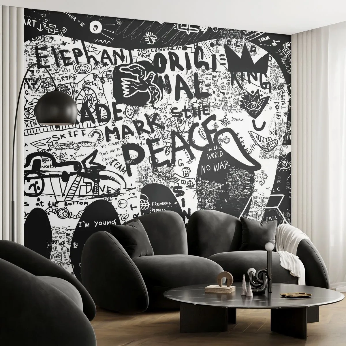 Fototapeta Samolepicí Deluxe Sticker - Bohatý svět ulice - Graffiti, Kus, Grafika - 250x175 cm