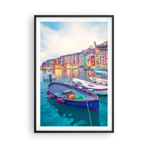 Plakát v černém rámu - Barevný večer v přístavu - 61x91 cm