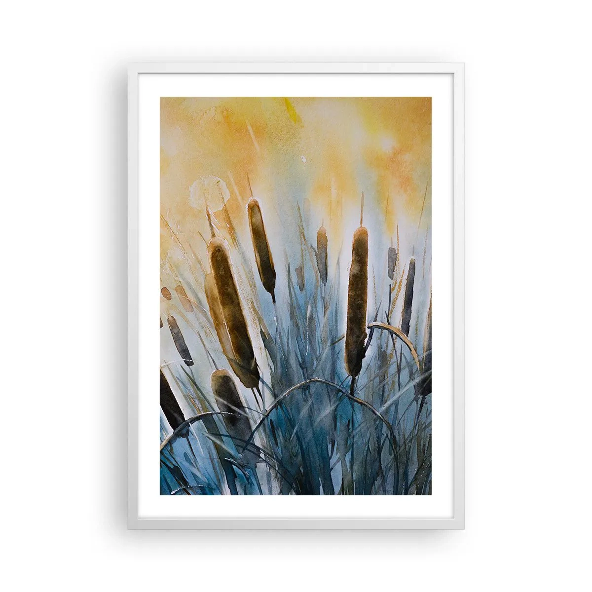 Plakát v bílém rámu - Chlad vody, žár slunce - 50x70 cm