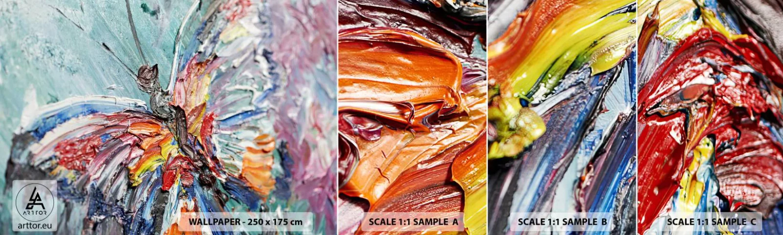 Fototapeta Vzorek Standard Eco - Namalovaný přírodou - Abstrakce, Motýl, Kus - 100x30 cm