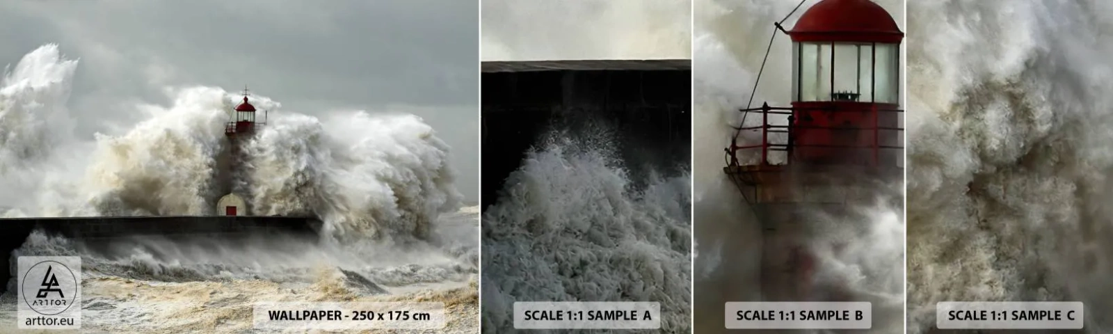 Fototapeta Vzorek Standard Eco - Hněv oceánu - Krajina, Maják, Bouřka - 100x30 cm