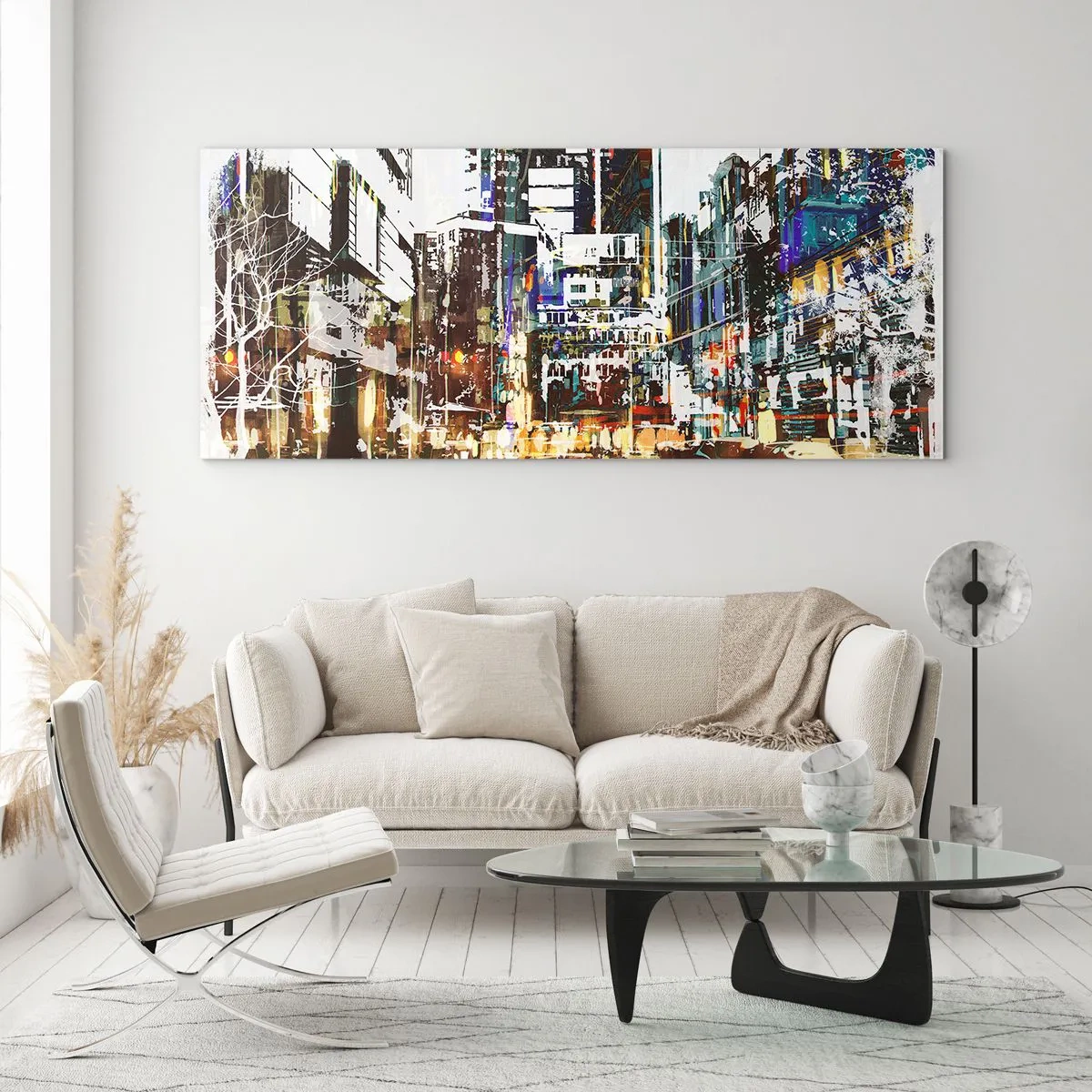 Obraz na skle - Třpytivé město - 160x50 cm