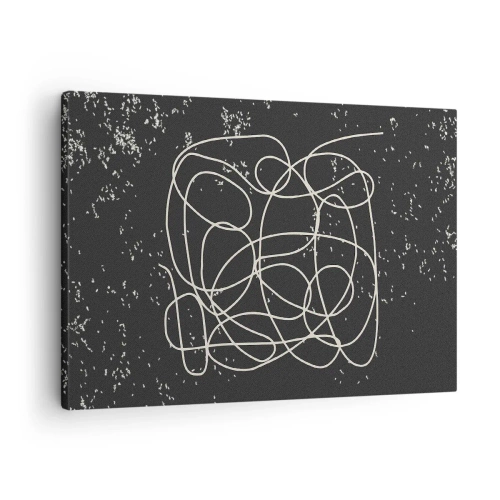Obraz na plátně - Abstraktní čára na černém pozadí s jemnými detaily - 70x50cm - Toulání myslí - Moderní nástěnná dekorace do obývacího pokoje a ložnice ARTTOR